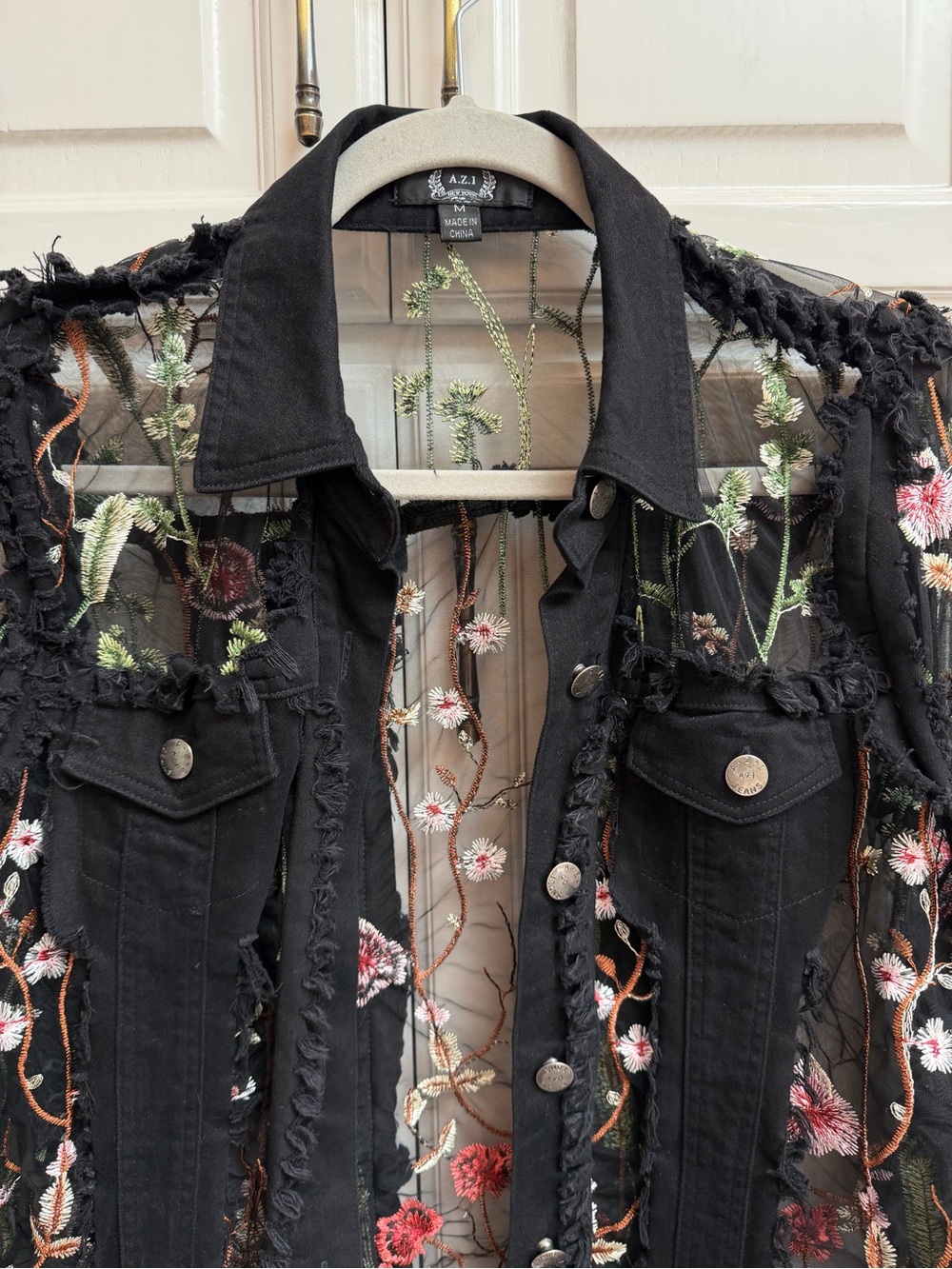 A.Z.I Floral Mesh Embroidered Jacket Black Size Medium - Picture 6 of 12
